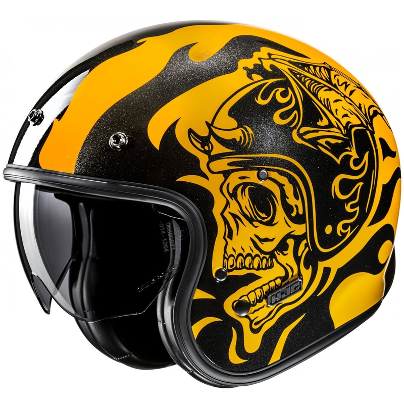 Kask motocyklowy otwarty HJC V31 Flame MC3 żółto-czarny