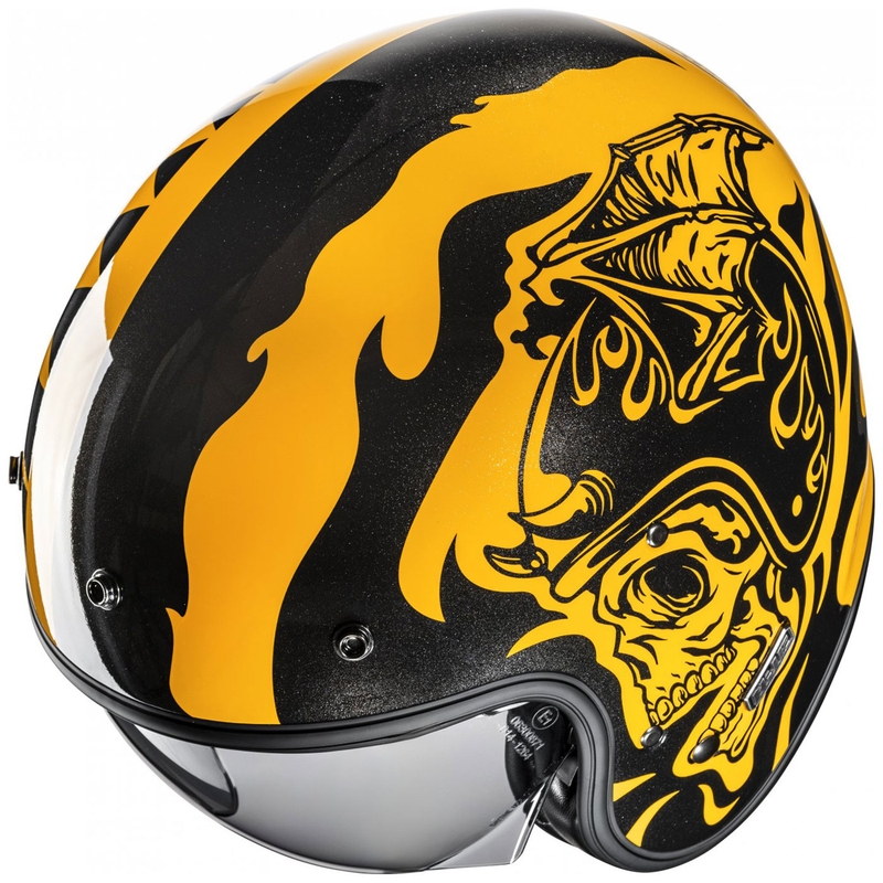Kask motocyklowy otwarty HJC V31 Flame MC3 żółto-czarny