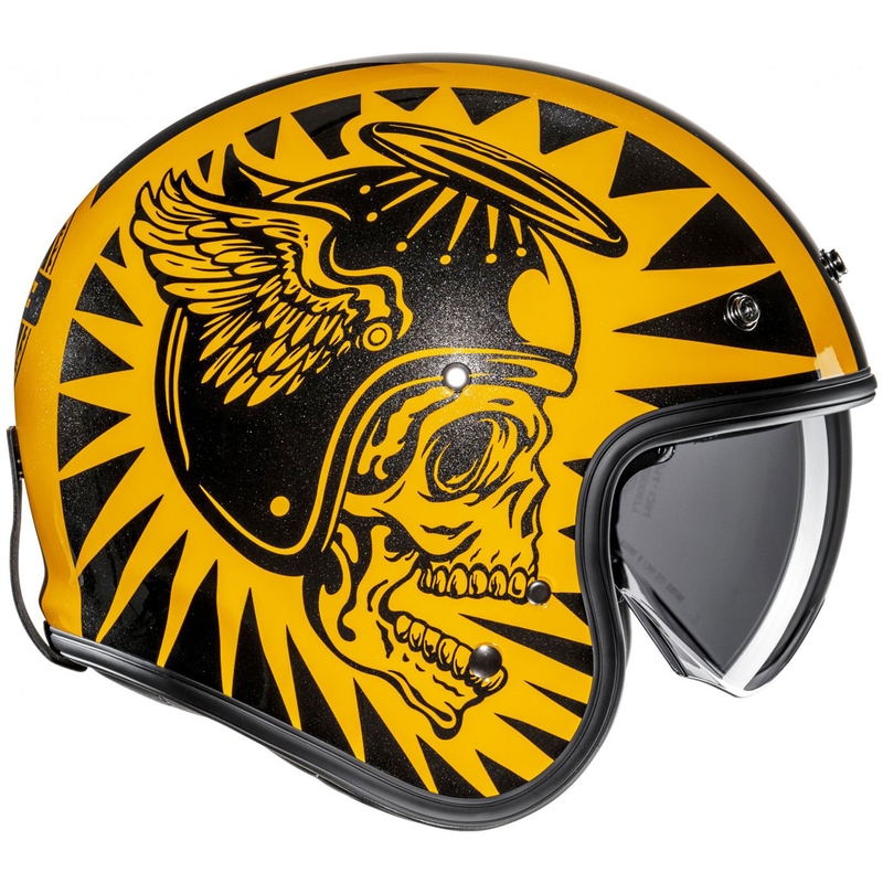 Kask motocyklowy otwarty HJC V31 Flame MC3 żółto-czarny
