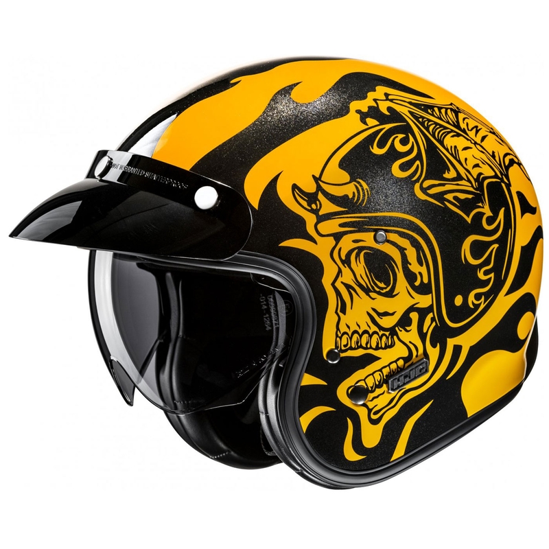 Kask motocyklowy otwarty HJC V31 Flame MC3 żółto-czarny