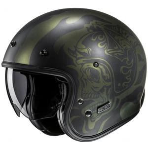 Kask motocyklowy otwarty HJC V31 Flame MC4SF czarno-zielony