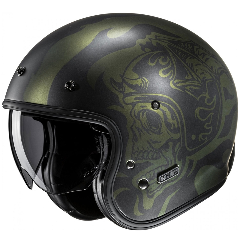 Kask motocyklowy otwarty HJC V31 Flame MC4SF czarno-zielony
