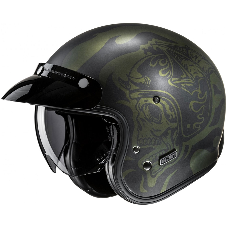 Kask motocyklowy otwarty HJC V31 Flame MC4SF czarno-zielony