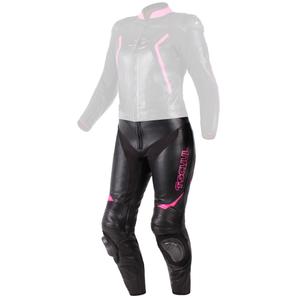 Damskie skórzane spodnie motocyklowe Tschul 536 czarno-różowe wyprzedaż