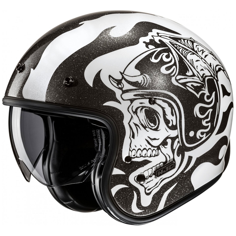 Kask motocyklowy otwarty HJC V31 Flame MC5 czarno-biały