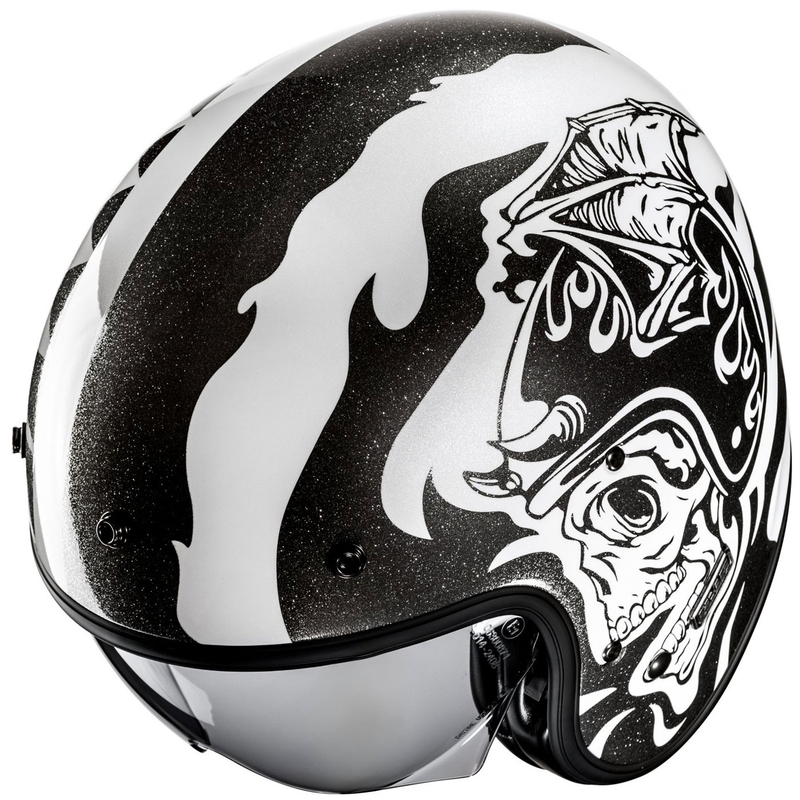 Kask motocyklowy otwarty HJC V31 Flame MC5 czarno-biały