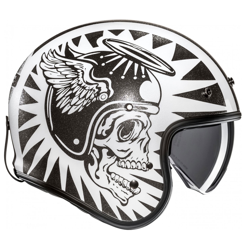 Kask motocyklowy otwarty HJC V31 Flame MC5 czarno-biały