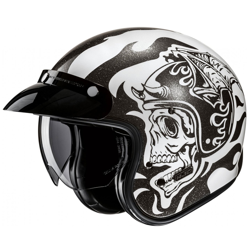 Kask motocyklowy otwarty HJC V31 Flame MC5 czarno-biały