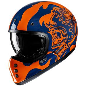Integralny kask motocyklowy HJC V60 Flame MC27 pomarańczowo-niebieski