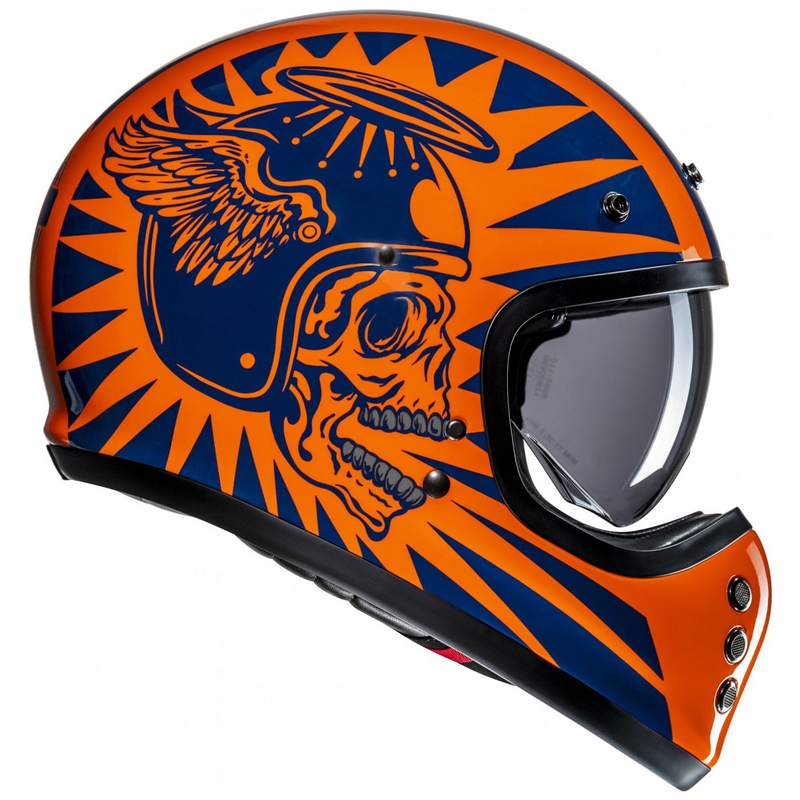 Kask motocyklowy integralny HJC V60 Flame MC27 pomarańczowo-niebieski