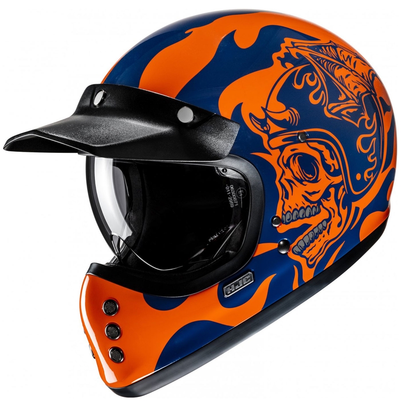 Kask motocyklowy integralny HJC V60 Flame MC27 pomarańczowo-niebieski
