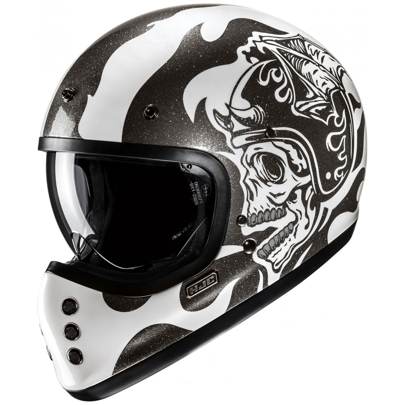 Kask motocyklowy integralny HJC V60 Flame MC5 czarno-biały