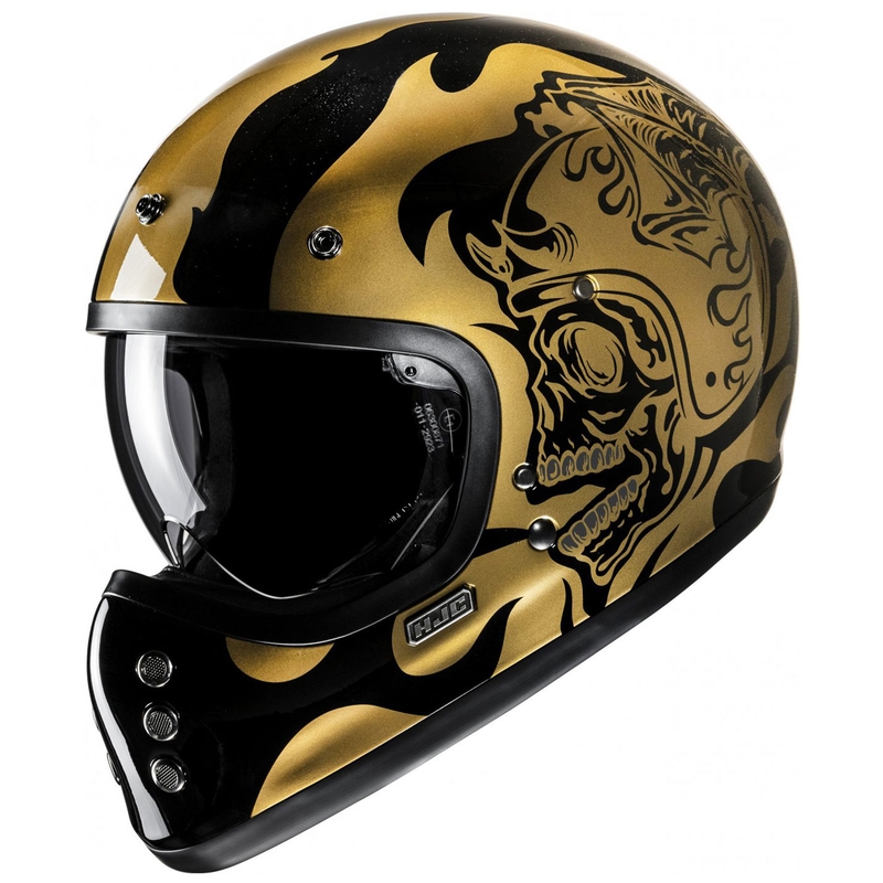 Kask motocyklowy integralny HJC V60 Flame MC9 złoto-czarny