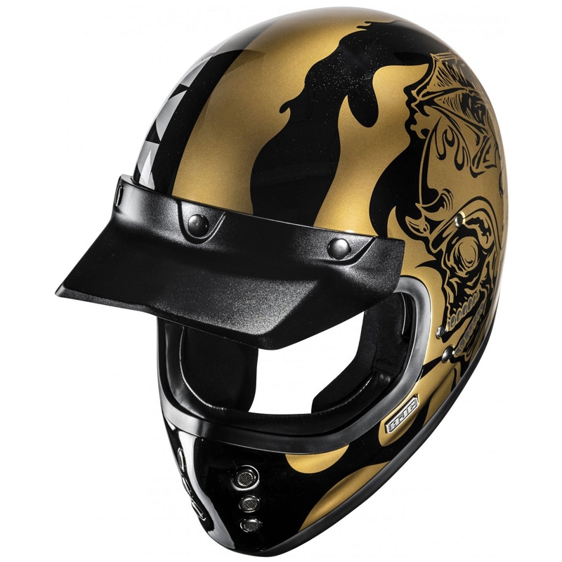 Kask motocyklowy integralny HJC V60 Flame MC9 złoto-czarny
