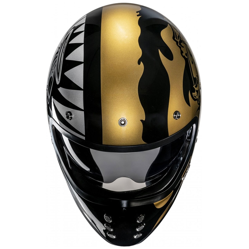 Kask motocyklowy integralny HJC V60 Flame MC9 złoto-czarny