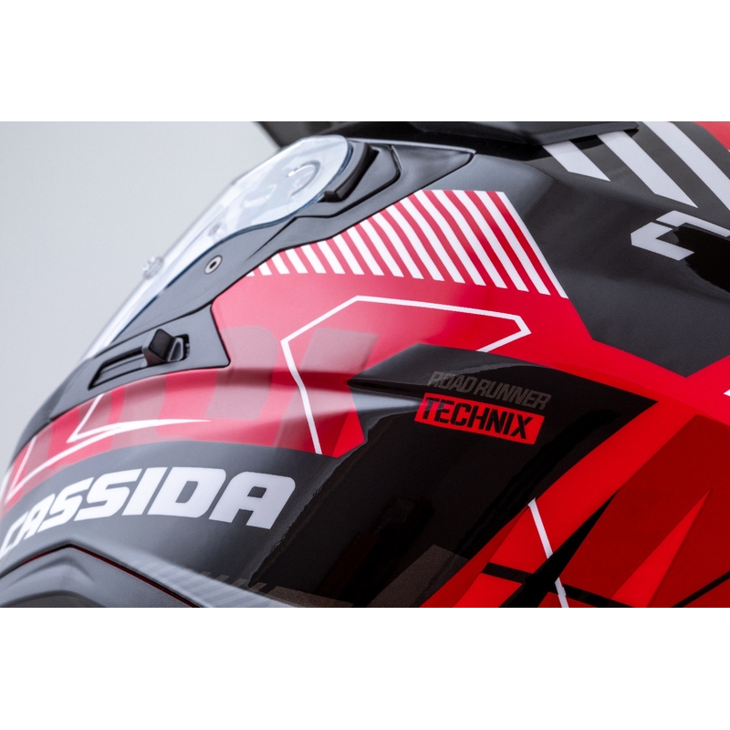 Kask enduro Cassida Road Runner TechniX czerwono-czarno-biało-szary