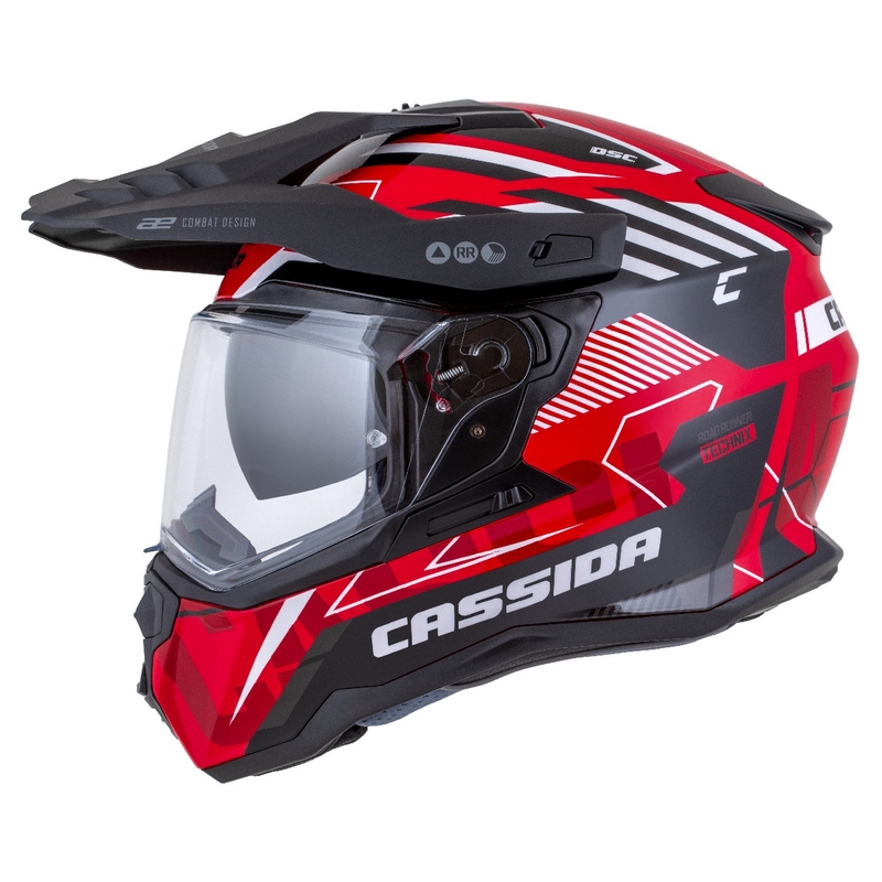 Kask enduro Cassida Road Runner TechniX czerwono-czarno-biało-szary