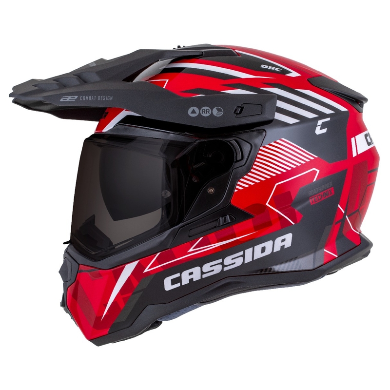 Kask enduro Cassida Road Runner TechniX czerwono-czarno-biało-szary