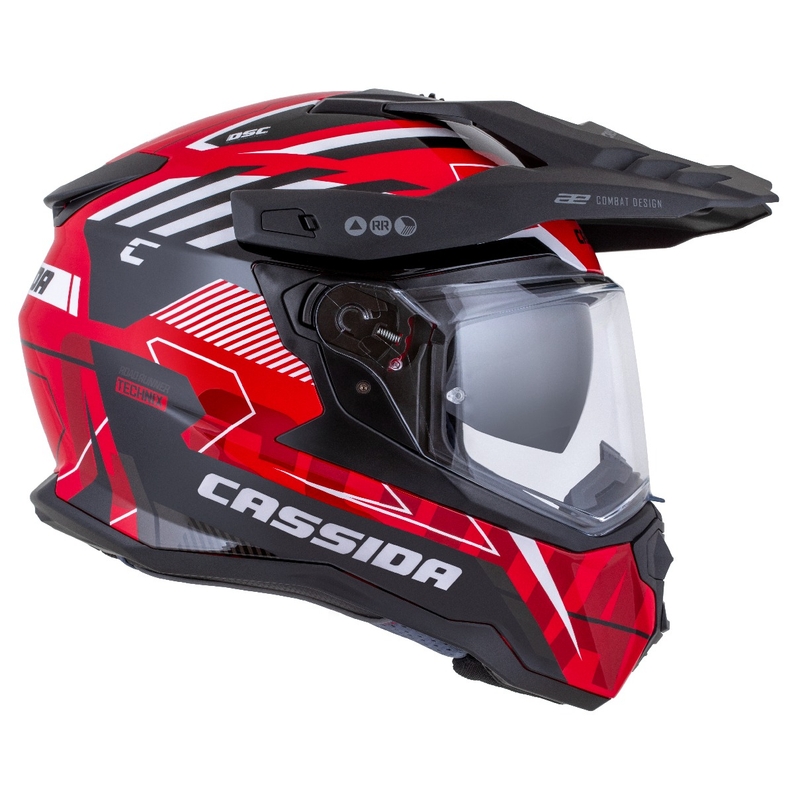 Kask enduro Cassida Road Runner TechniX czerwono-czarno-biało-szary