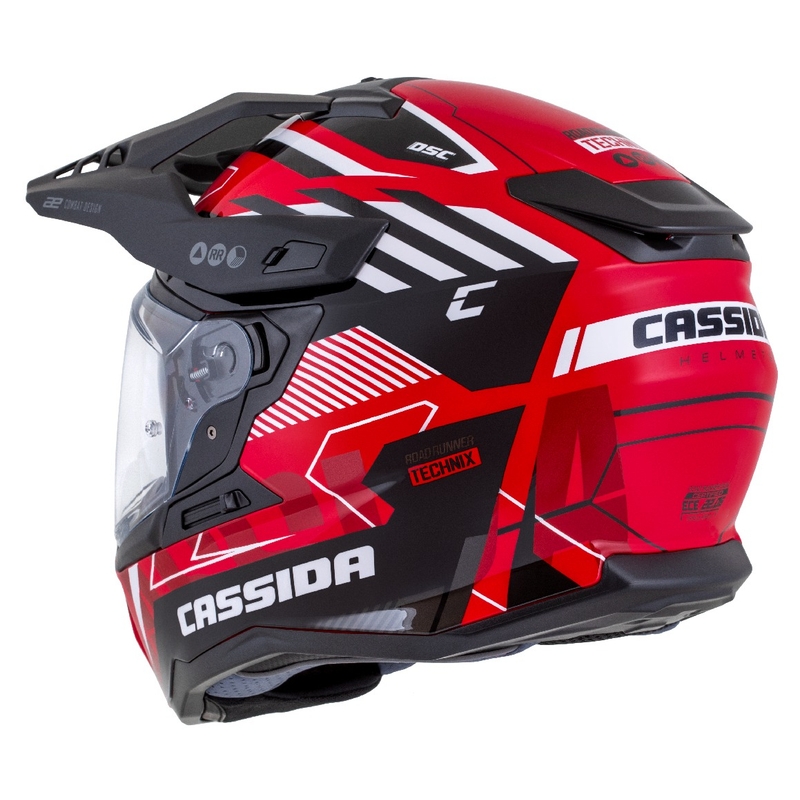 Kask enduro Cassida Road Runner TechniX czerwono-czarno-biało-szary