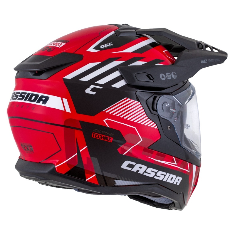 Kask enduro Cassida Road Runner TechniX czerwono-czarno-biało-szary