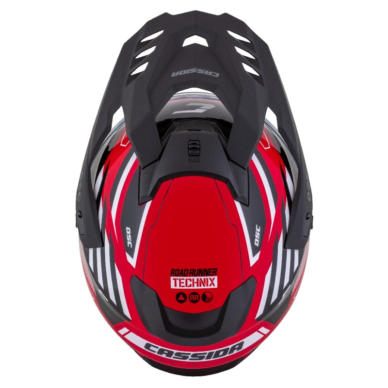 Kask enduro Cassida Road Runner TechniX czerwono-czarno-biało-szary