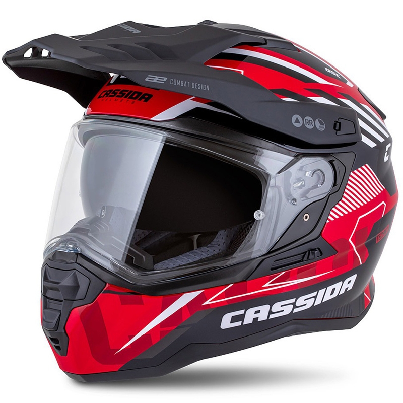 Kask enduro Cassida Road Runner TechniX czerwono-czarno-biało-szary