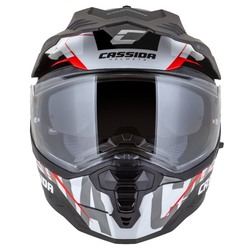 Kask enduro Cassida Road Runner TechniX biało-czarno-czerwono-szary