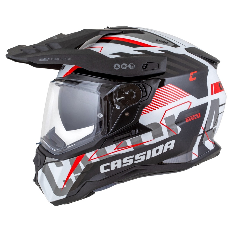 Kask enduro Cassida Road Runner TechniX biało-czarno-czerwono-szary