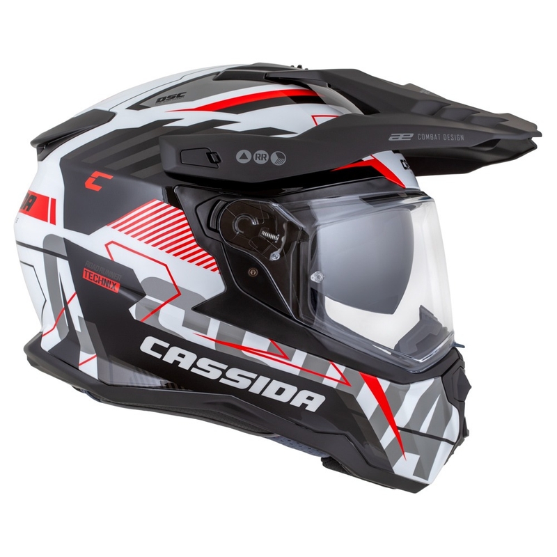 Kask enduro Cassida Road Runner TechniX biało-czarno-czerwono-szary