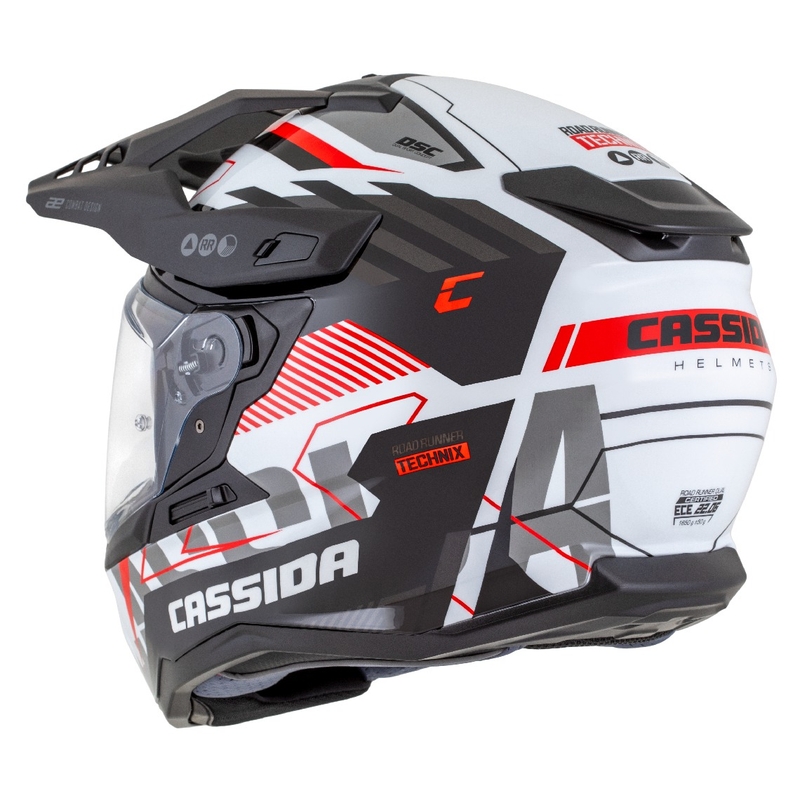 Kask enduro Cassida Road Runner TechniX biało-czarno-czerwono-szary