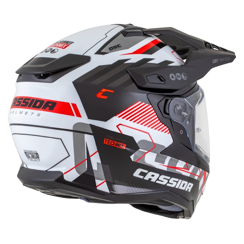 Kask enduro Cassida Road Runner TechniX biało-czarno-czerwono-szary