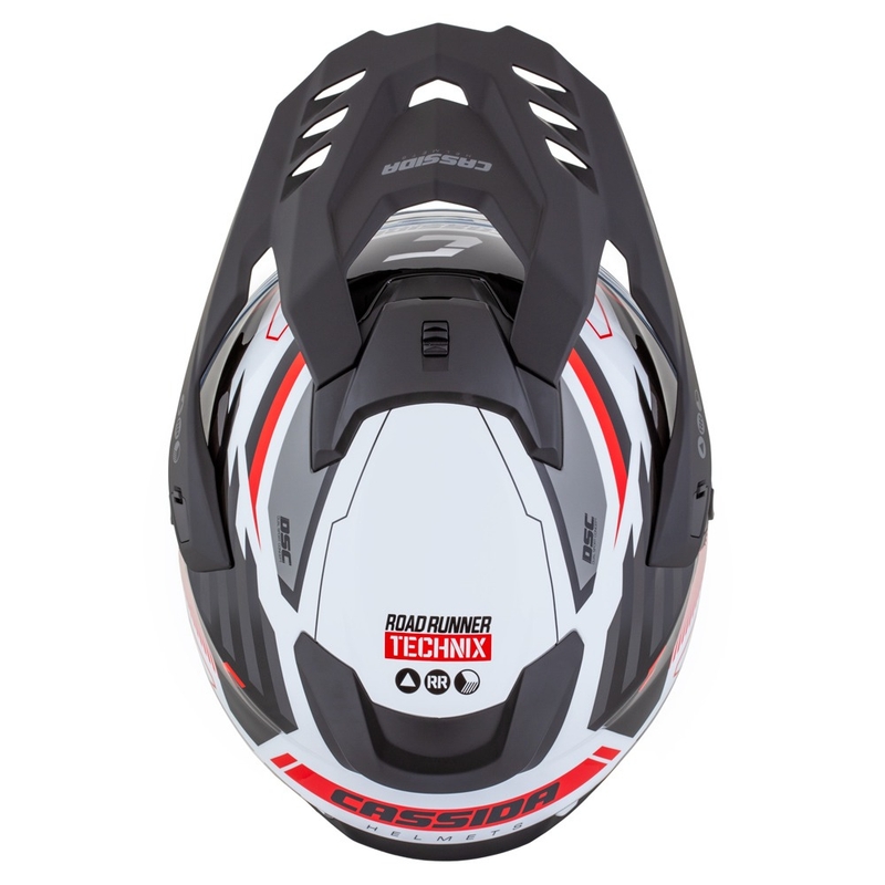 Kask enduro Cassida Road Runner TechniX biało-czarno-czerwono-szary