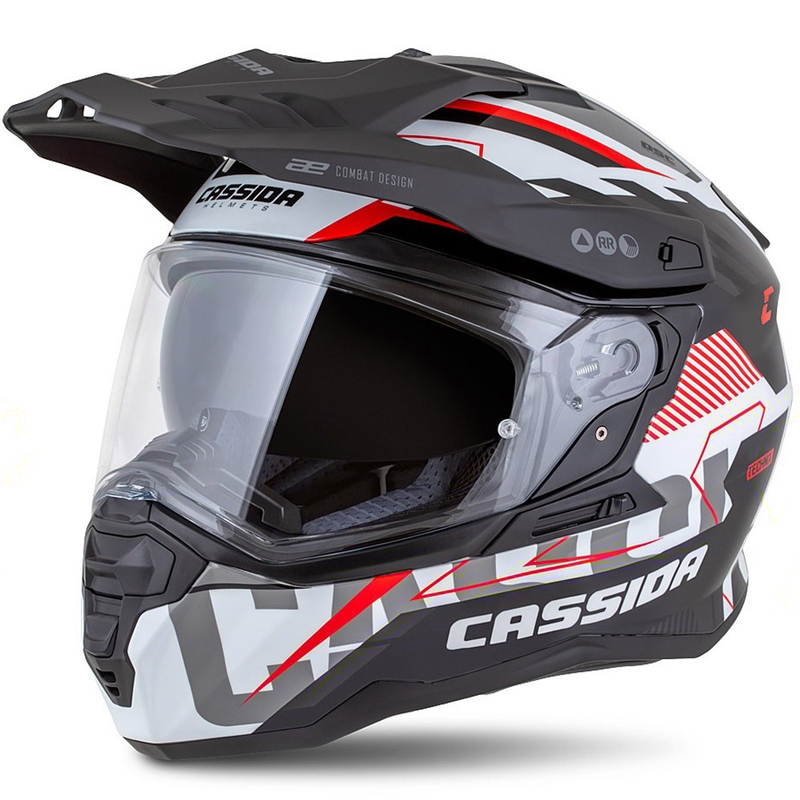 Kask enduro Cassida Road Runner TechniX biało-czarno-czerwono-szary