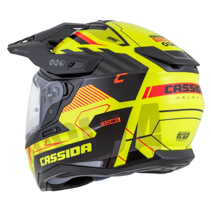 Kask enduro Cassida Road Runner TechniX fluo żółto-czarno-pomarańczowo-szary