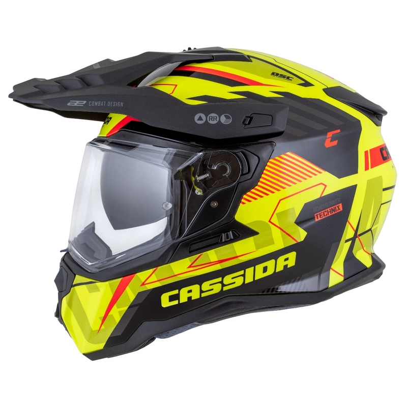 Kask enduro Cassida Road Runner TechniX fluo żółto-czarno-pomarańczowo-szary