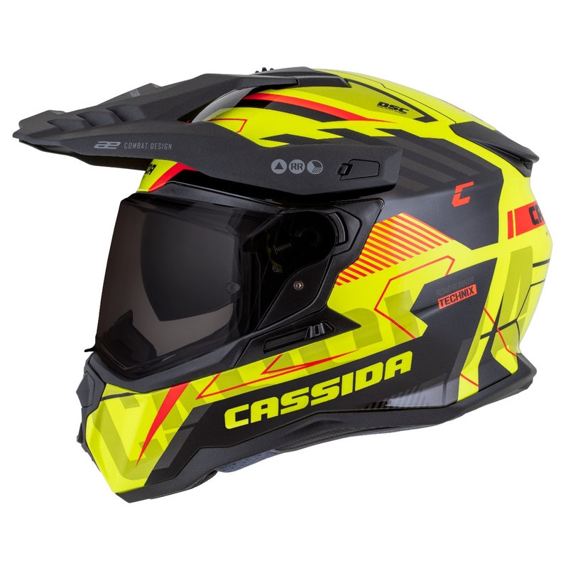 Kask enduro Cassida Road Runner TechniX fluo żółto-czarno-pomarańczowo-szary