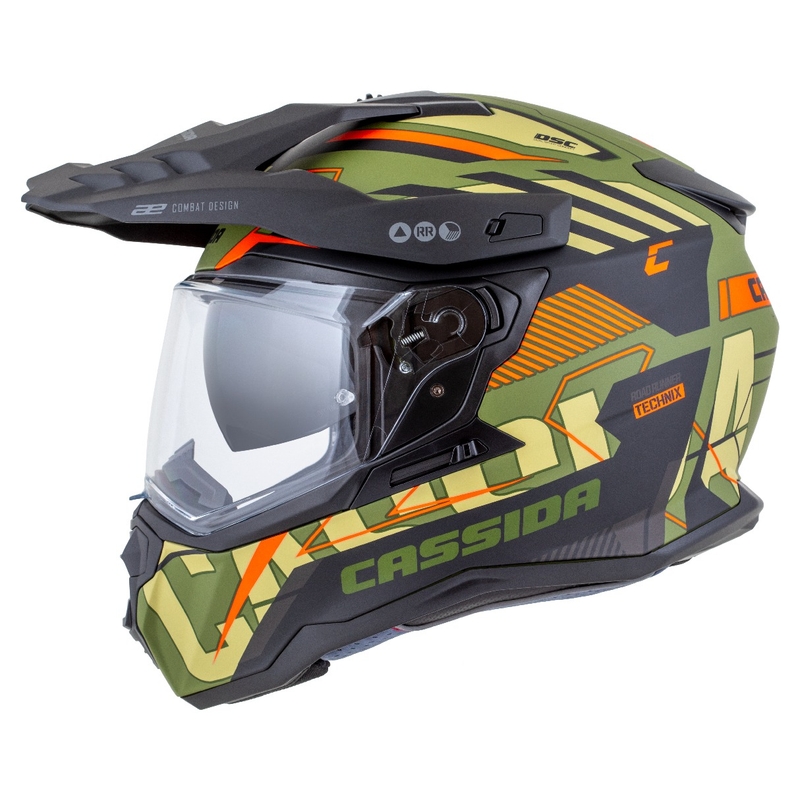 Kask enduro Cassida Road Runner TechniX matowy zielono-czarno-pomarańczowo-szary