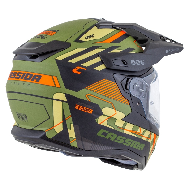 Kask enduro Cassida Road Runner TechniX matowy zielono-czarno-pomarańczowo-szary