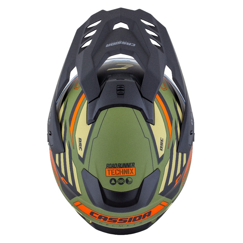 Kask enduro Cassida Road Runner TechniX matowy zielono-czarno-pomarańczowo-szary