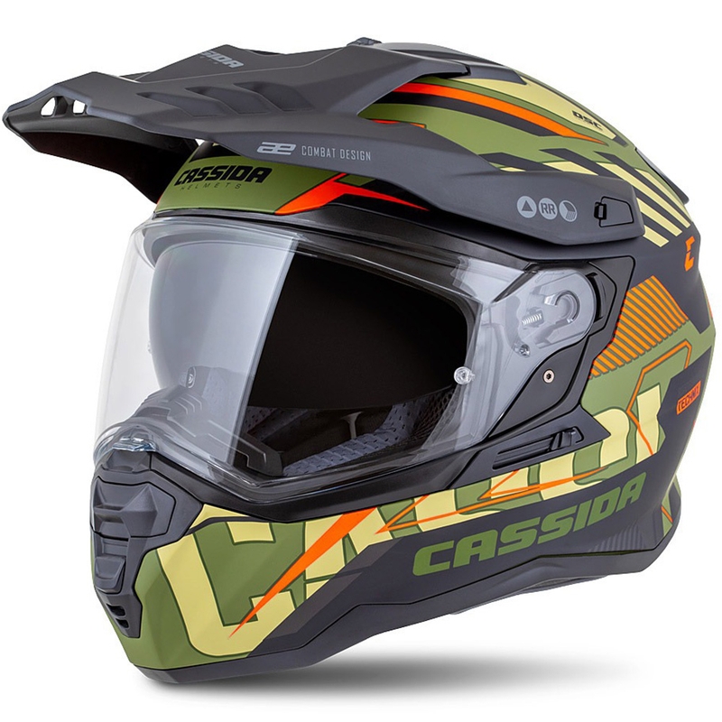 Kask enduro Cassida Road Runner TechniX matowy zielono-czarno-pomarańczowo-szary