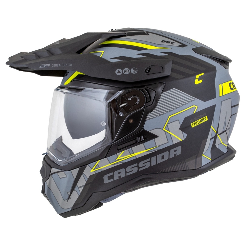 Kask enduro Cassida Road Runner TechniX matowy szaro-czarno-fluo żółty