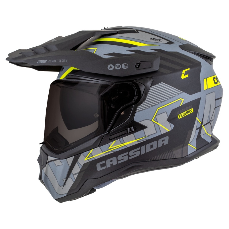 Kask enduro Cassida Road Runner TechniX matowy szaro-czarno-fluo żółty