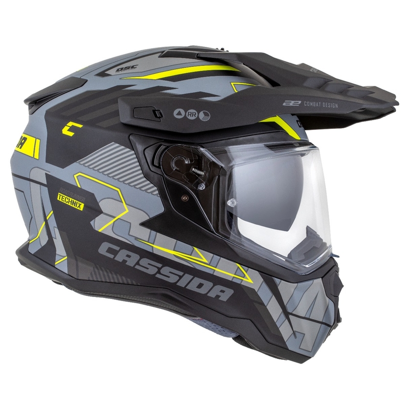 Kask enduro Cassida Road Runner TechniX matowy szaro-czarno-fluo żółty