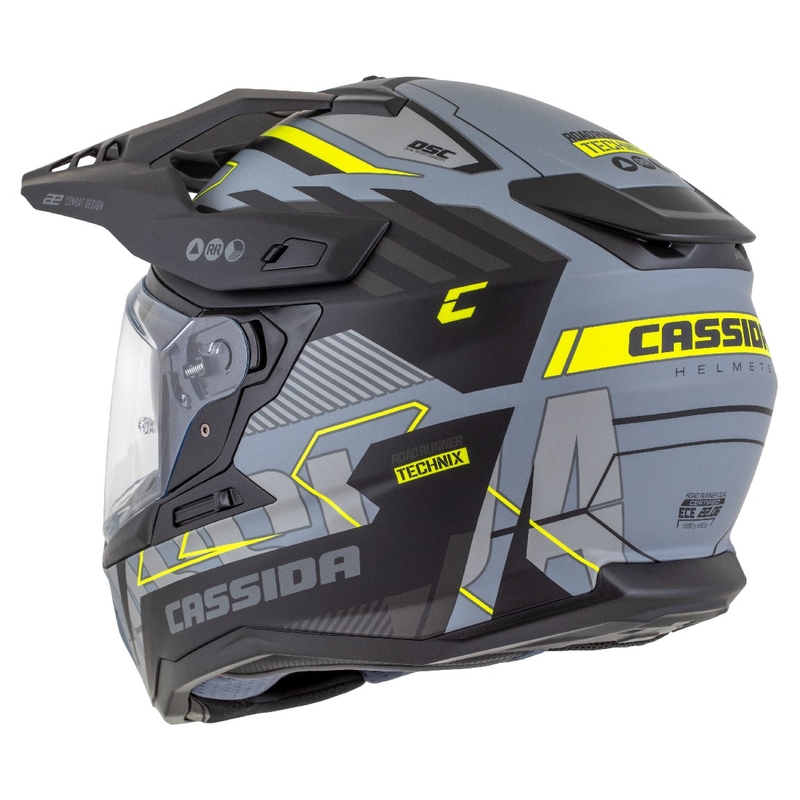 Kask enduro Cassida Road Runner TechniX matowy szaro-czarno-fluo żółty