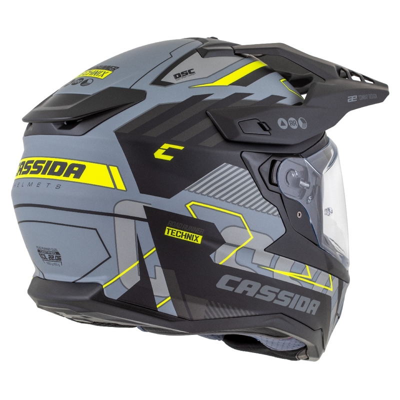 Kask enduro Cassida Road Runner TechniX matowy szaro-czarno-fluo żółty