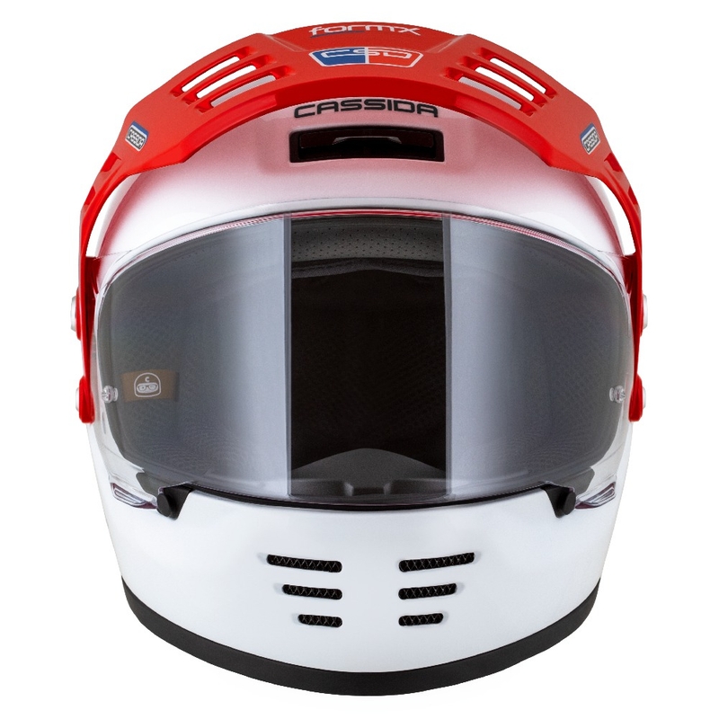 Kask enduro Cassida FormX FlatOut biało-niebiesko-czerwony