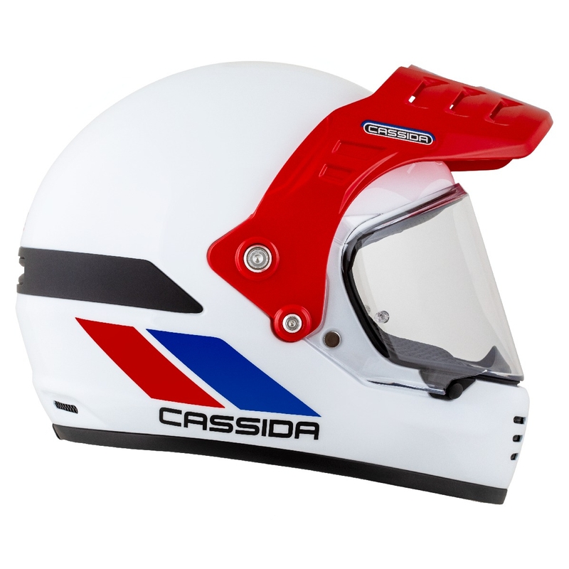 Kask enduro Cassida FormX FlatOut biało-niebiesko-czerwony