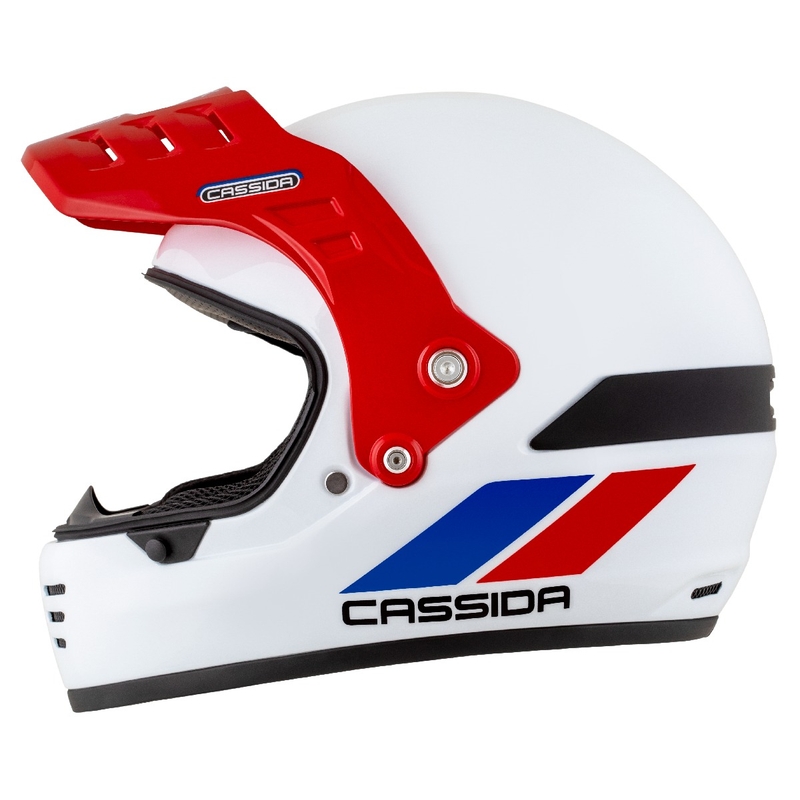 Kask enduro Cassida FormX FlatOut biało-niebiesko-czerwony