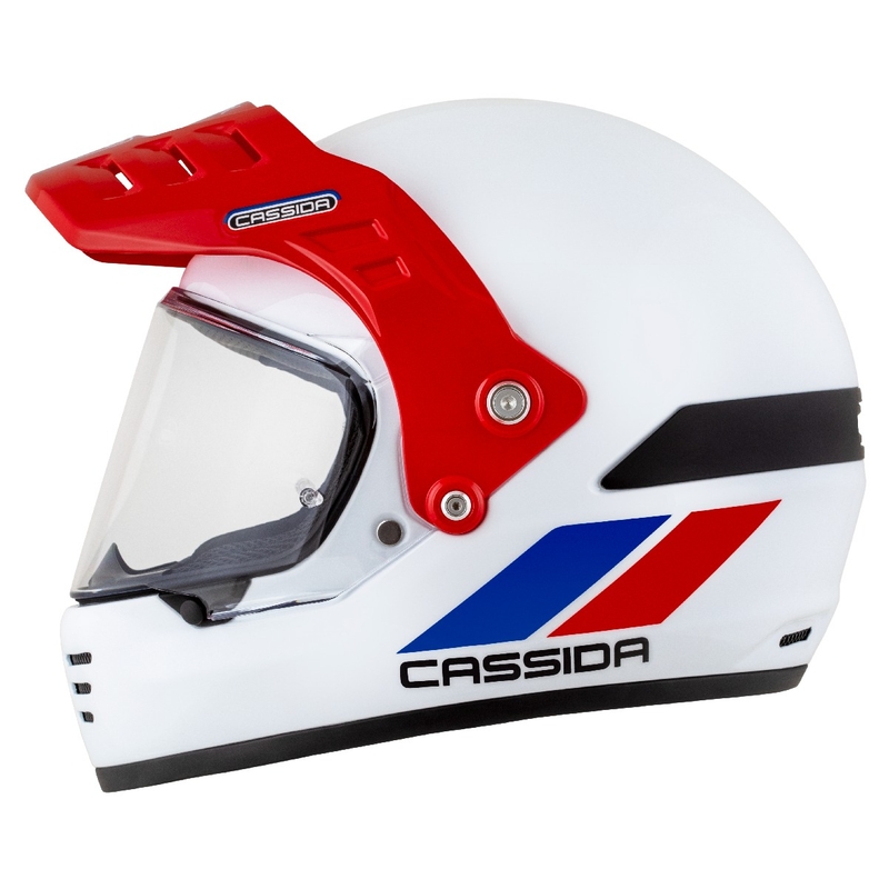 Kask enduro Cassida FormX FlatOut biało-niebiesko-czerwony